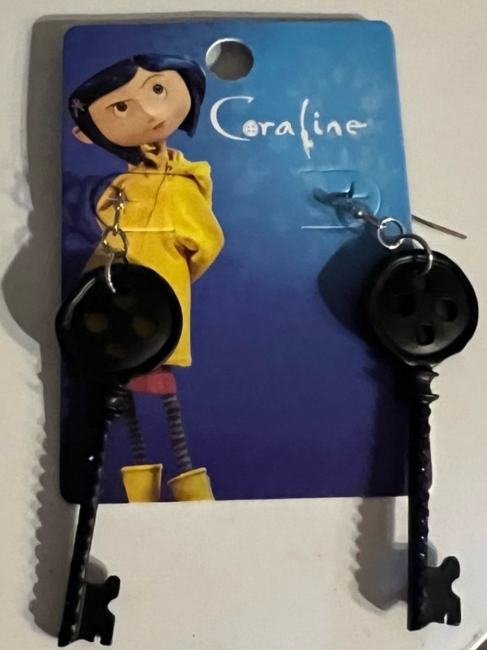 Coraline Black Button Keydrop Earrings - Official